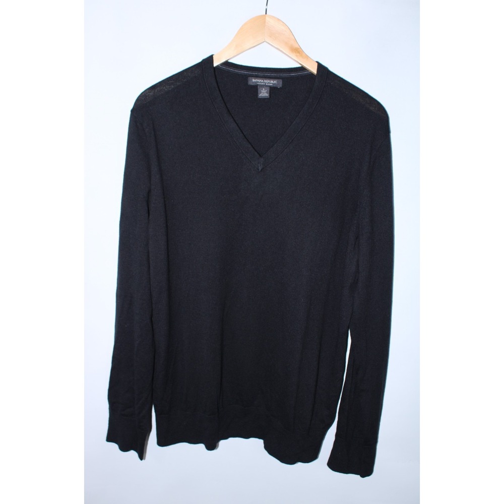 Banana Republic Men's Large Black V-Neck Luxury Blend Sweater